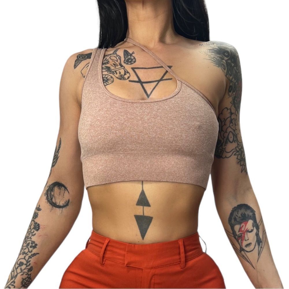 BO + TEE Melange Seamless Asymmetrical Sports Bra Top